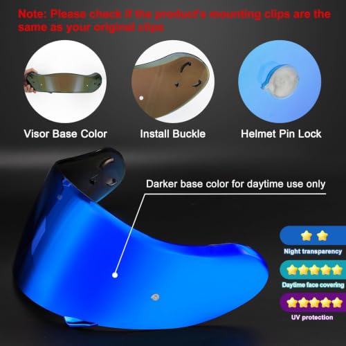 Image of PSLER Shatterproof Motorcycle Helmet Visor for Neotec 2 CNS-3,Deep Blue | Impact-Resistant ,UV400 Protection, Motorcycle Tinted Face Shield for Neotec 2 CNS-3,Visor Replacement
