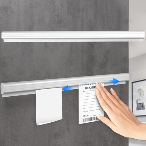 2 Pcs Restaurant Ticket Holder, 19.7 Inch Desk Receipt Holder, No Drill Restaurant Order Ticket Holder, Slide Check Rack, Kitchens Ticket Rail Bill Order Display Rack for Restaurant Cafe Pub Bar