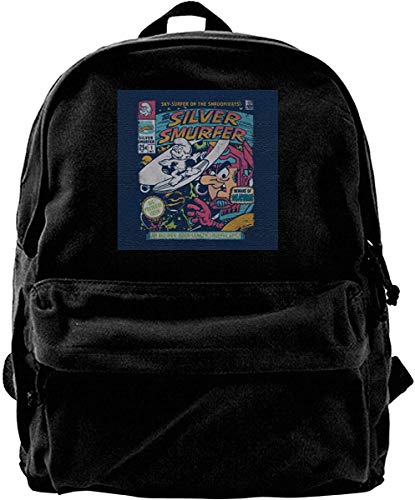 Homebe Mochila antirrobo Impermeable Canvas Backpack Silver Smurfer The Smurfs Surfer