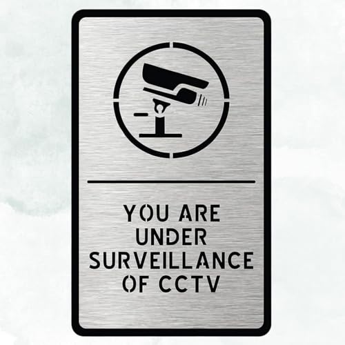 Image of CVANU 1pc Silver Acrylic CCTV Self-Adhesive Sign Board for Office /Hospital /Cafe Sign Board c71