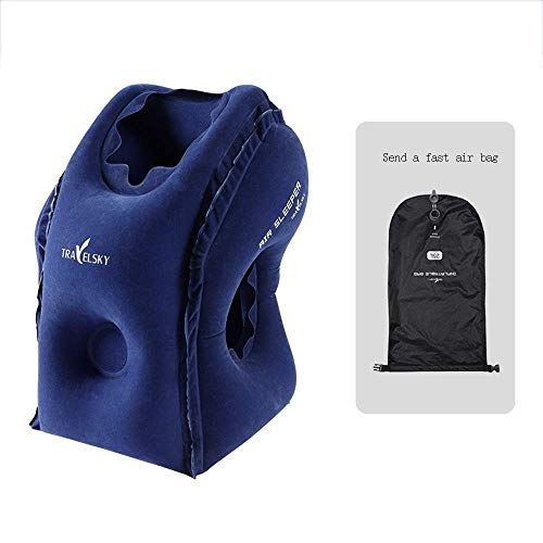 Preisvergleich Produktbild Nerioya Multi-Funktions-Aufblasbares Reisekissen, Nacken- Und Kopfstützkissen Für Büro Flugzeug Bahn Auto-Kissen, Kreatives Geschenk,Blau