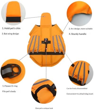 Dog Life Jacket with Chin Float, Life Vest for Dogs with High Buoyancy Adjustable Reflective Rescue Handle Dog Life Vest for Swimming,Pink:X-Large - 1