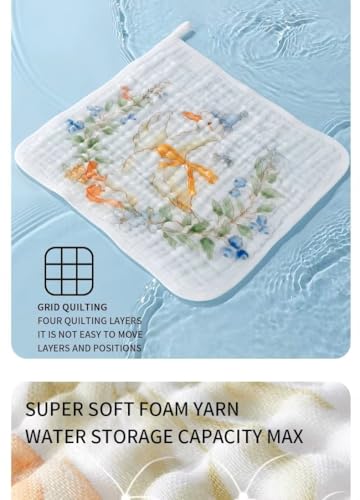 Image of Little Boo Muslin 6 Layer Organic Cotton Face Towels for Newborn Baby,Baby Bath Towel Wipes Extra Soft Hankies Handkerchief for Kids, Reusable for Toddlers Kids - (Pack of 5) Digital Print