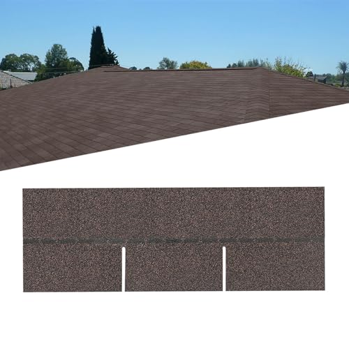 INMOZATA 18pcs Asphalt Roof Shingles, 2.61sqm Self-Adhesive Roofing Felt Shingles Tiles for Roof Sheds, Weather Resistant Waterproof Roofing Tiles(Coffee Brown)