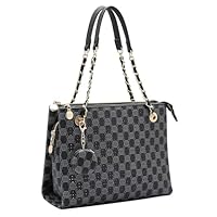 Bolsa Tote Monograma com Cristais Chenson Original Feminina em PU Premium - Preto