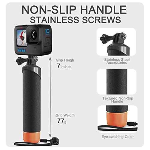 Fitstill Waterproof Monopod Floating Hand Grip For Go Pro Hero 11/10/9/8/7/6/5/4/3 Session Dji Osmo And Other Action Cameras.snorkeling Underwater Diving Selfie Pole Stick #TOP1