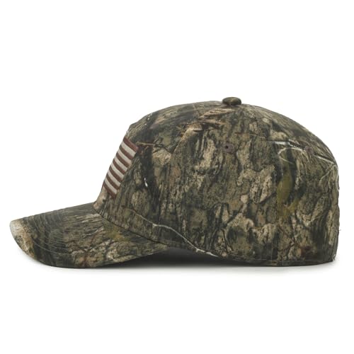 Image of Camouflage Flag Patch Trucker Hat - Cotton Canvas, Mesh Back, Structured High Crown, Plastic Snap Closure, One Size