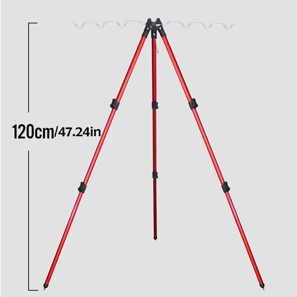 Tripode Pesca Telescópico Altura Ajustable Barras de Pescar Titular Plegable Trípode Soporte Pesca de mar Pesca Soporte Soporte para cañas de Pescar (Color : Red)