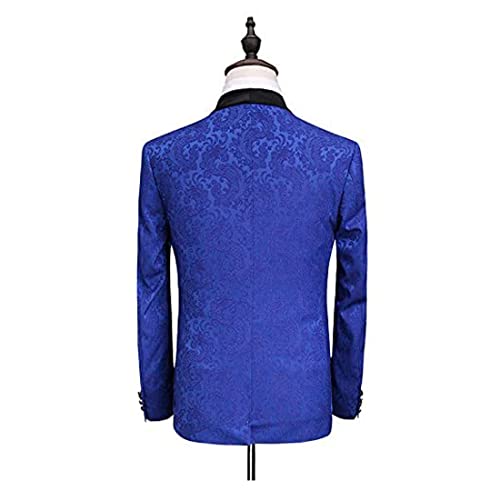 Mens Paisley Floral Royal Blue Blazer Vest Pants Premium Prom Groom 3 Pieces Slim Fit Tuxedo Wedding Suits4
