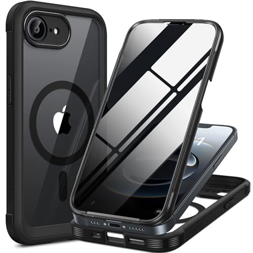 Image of miracase for iPhone 17e & 16e Case with Built-in Private Screen Protector, [Magnetic with MagSafe] Full-Body Phone Cover Military Drop Proof 17 E / 16 E Bumper 6.1 inch, Black