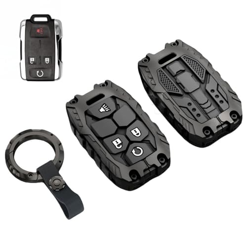 Heavy Key Fob Cover Case Protector for GMC, Keychain, Accessories for GMC Chevy Colorado Silverado Suburban Tahoe Silverado (Type-A 4 Buttons)