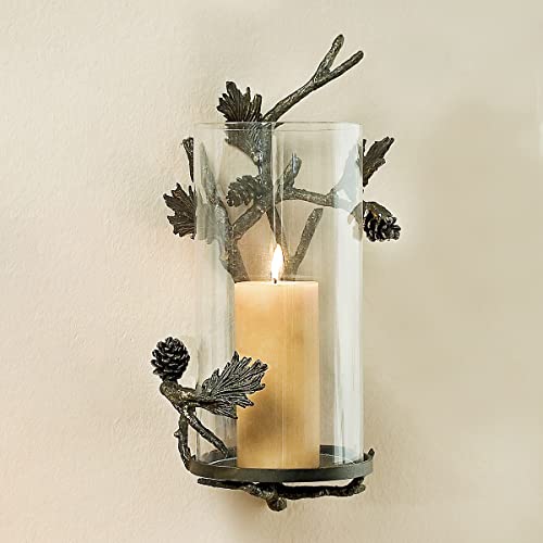 BLACK FOREST DECOR Pinecone Wall Candle Sconce 8 1/2" Dia. x 18 1/2" H