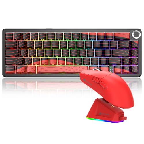 ATTACK SHARK x MAMBASNAKE X65PROHE ���s�b�h�g���K�[ �Q�[�~���O�L�[�{�[�h X11�Q�[�~���O�}�E�X�L�b�g ���C�����X 8k�|�[�����O���[�g RT 0.01mm�Ή� ���C�����X8000Hz�Ή� 2.4G/BT/�L�� ���C�X�C