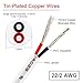 UL2464 22AWG 2 Conductor White Wire 2X0.35mm² 32.8FT 300V 80°C PVC Insulated Tin Plated Copper Cable for Automotive Audio Electrical Wiring