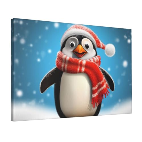 Tableau pingouin amusant pour transformer un mur blanc en salon joyeux