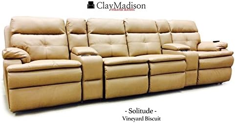 Solitude Theater Seats, Row of 4 Chairs with Middle Loveseat By Clay Madison Theater Seating (Vineyard Biscuit, Row of 4 with Middle Loveseat)