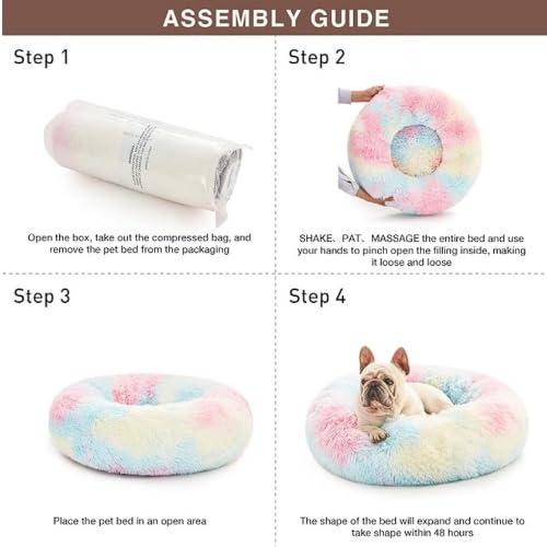 Image of ZEXSAZONE Round Donut Summer Comfortable Durable 2 in 1 and Washable Pet Bed | Cat Bed | Puppy Bed | Dog Bed | Medium Dog Bed for Cats Puppies Labrador German (Rainbow, Medium)