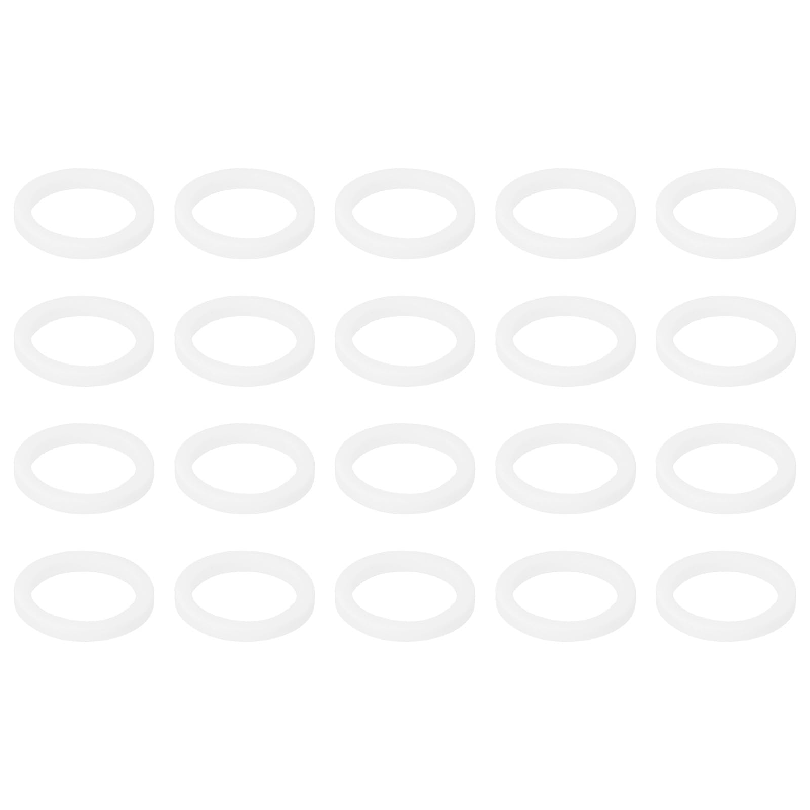 PATIKIL M9 PTFE Flat Washer, 50 Pcs 9mm ID 12mm OD 1.25mm Thick O-Ring Sealing Gasket Spacer for Fasten Screws Flanges Faucet Pipe Valves, White