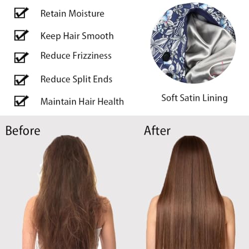 6PCS Verstellbar Op Hauben Damen, Op Haube Stoff mit Satinfutter, Satin Haarhaube mit Knopf, Arbeitskappe Mit Schweißbandkapuzen, Staubhauben Kappe, Kochmütze, Unisex Baumwolldruck Chirurgische