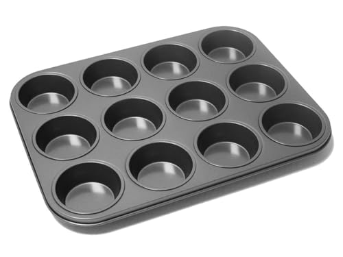 12 Cup Large Muffin Pan, Non-Stick Non-Stick Coated Cupcake Tray Baking Moulds Hold Cup