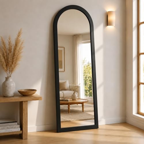 Image of Creative Arts n Frames 45X150 CM Full Length Dressing Chevel Long Strong Framed HD Mirror for Bedroom Living Room Home Office (Classic Black 18x60 inch Full Length Framed Arch HD Mirror)