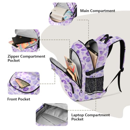 Mochila de viaje morada para laptop de 17.5 pulgadas con lunares 5