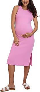 Women's Sleeveless Racerback Rib Knit Midi Pregnancy Bodycon Dress - Buy now