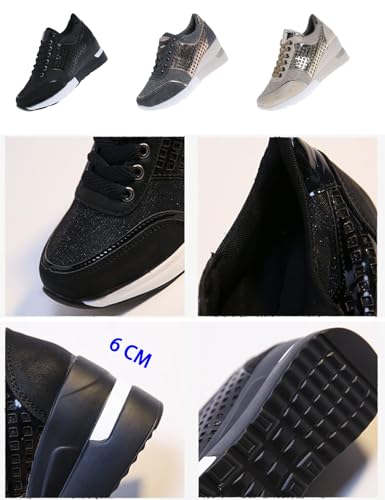 Keilinia Women's High Heeled Wedge Sneakers,2022 Fall Fashion Hidden Casual Comfort Breathable Lace Up Walking Platform Shoes2