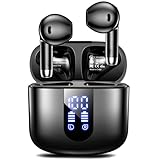 Haqquio Wireless Earbuds, Bluetooth Headphones with Deep Bass Stereo, 48H Playback Ear Buds with LED Power Display, Lightweight, IPX7, in-Ear Earphones with Mic for iPhone/Android/iPad, Black