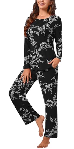Plus Size Women's Pajamas Sets 2 Piece Long Sleeve Pj Sleepwear Soft Comfy Tops and Pants with Pockets2