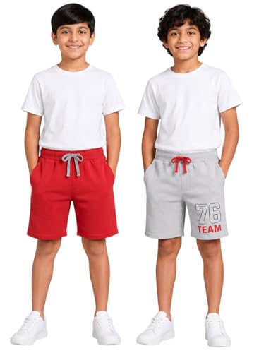 Image of Clotth Theory Boys Cotton Shorts Pack of 2 | Soft Breathable Fabric | Elastic Waist | Casual Wear Kids Comfortable Shorts