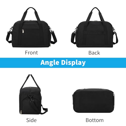 Image of Apenze Small Gym Bag 14 inch lightweight Carry On Mini Duffel Bag with Shoe Compartment for Travel Sport - Black