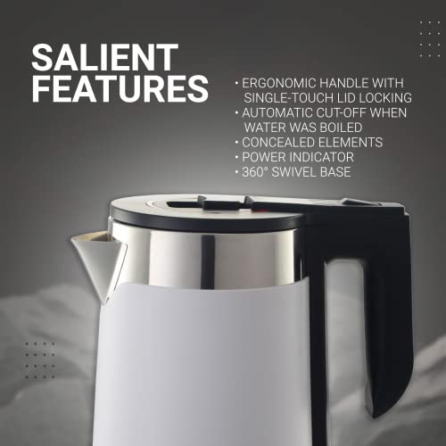 Vandelay Stainless Steel Electric Kettle (1.7L) Double wall, cool