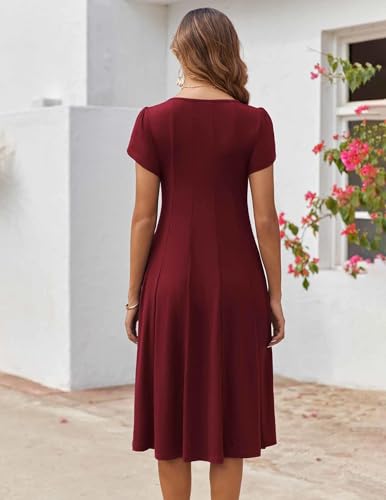 Image of ZEAGOO Womens Casual Dresses for Summer Short Sleeve Flare Midi Dress Loose Flowy Beach Sundress