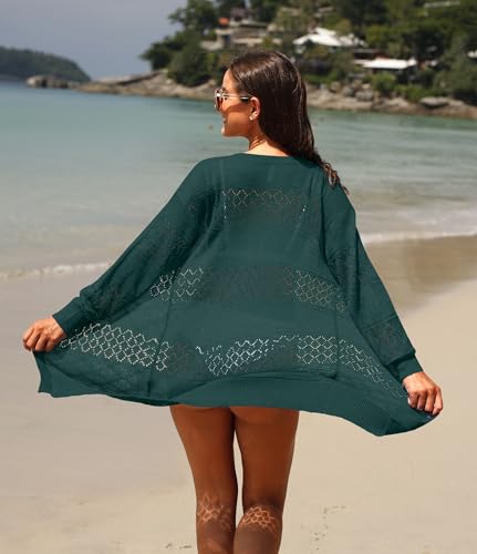 Image of GRECERELLE Lightweight Cardigan Sweaters for Women Crochet Knit Open Front Long Sleeve Loose Casual Boho Summer Beach Coverup