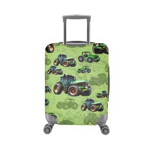 Image of Coloranimal Cute Tractor Luggage Covers for Adult and Kids Boys Excavator Travel Luggage Covers Cartoon Car Trucks Tractor Lover Suitcase Protector for 29-32 Inch Lunggage,Green