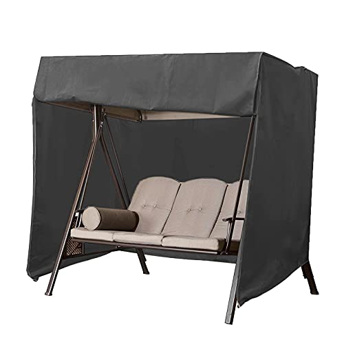 QWEASDF Garden Swing Cover, Swing Chair Cover, Triple Seater Hammock Cover, 210D Oxford Fabric, Waterproof Windproof Anti-UV, All-Weather Protection,Black,L160*W120*H170cm