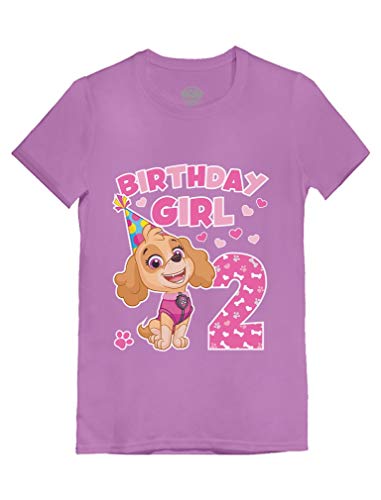 Tstars Birthday Girl Skye Paw Patrol 2nd Birthday Toddler Kids Girls' Fitted T-Shirt 2T Lavender