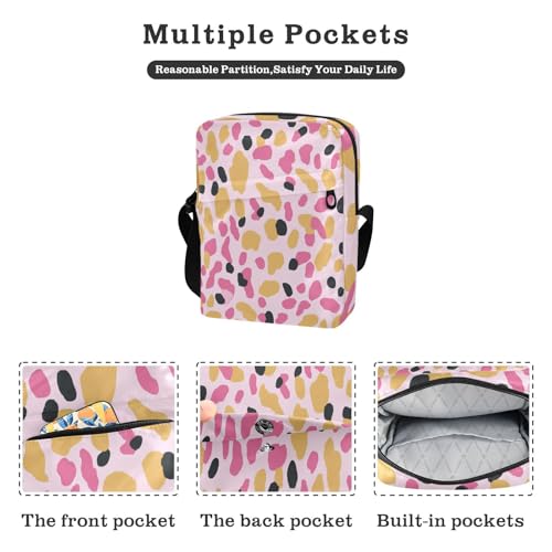 men's messenger bag mens crossbody Woman Cross Body Purse Adjustable Strap for business business- Colorful Peach Blocks2