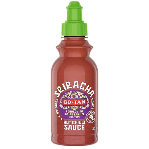 Go-Tan, Salsa Sriracha, Condimento de Chile Picante, 54 por ciento Chile Rojo, Sabor Picante, 215 ml