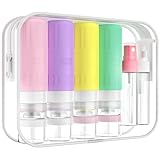 GLAMFIELDS Botellas de viaje para artículos de tocador, aprobado por la TSA, 3.3 onzas, recipientes de silicona a prueba de fugas para champú, acondicionador, fácil de apretar, artículos esenciales de