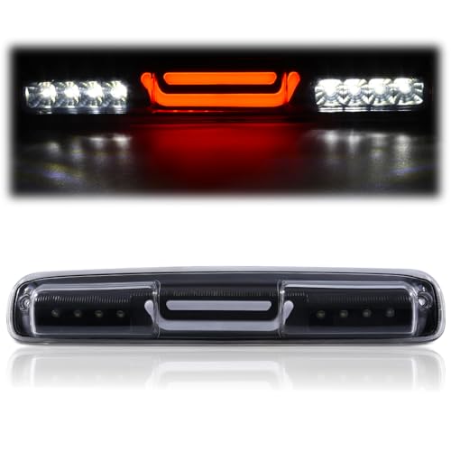 CNNELL 3D LED Brake Lights Assembly Compatible with Silverado/Sierra 1999 2000 2001 2002 2003 2004 2005 2006 2007 Third 3RD Tail Brake Light+Reverse Lamp(Clear lens Black Housing)