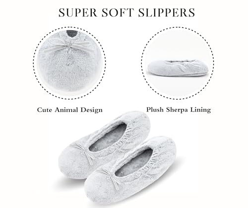 Image of Keyela Women's Ballerina Slippers,Non-Slip Bedroom Slippers Socks | Soft fuzzy slipper socks for ladies Indoor home slippers Cozy sock slippers Ballet Slippers