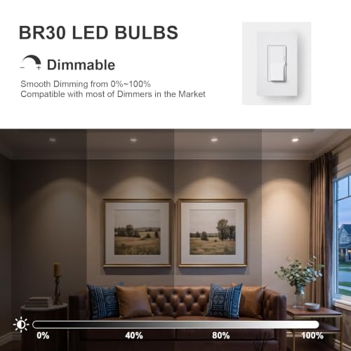 BR30 LED Flood Light Bulbs 65W Equivalent Dimmable E26 4000K Natural White - image 4