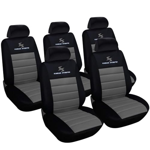 WOLTU 5er Sitzbezüge Auto Einzelsitzbezug universal Größe, Komplettset, grau