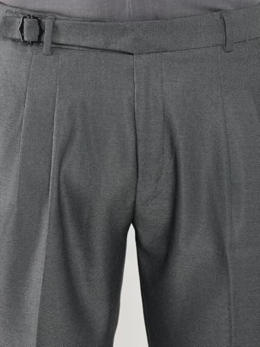 Image of SHOWOFFFF Men Solid Formal Trousers | Viscose Rayon Trouser for Mens | Low-Rise Loose Fit Cropped Trousers for Men's