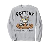 Pottery Because Murder Is Wrong Funny Cat Funny Pottery Art Sudadera