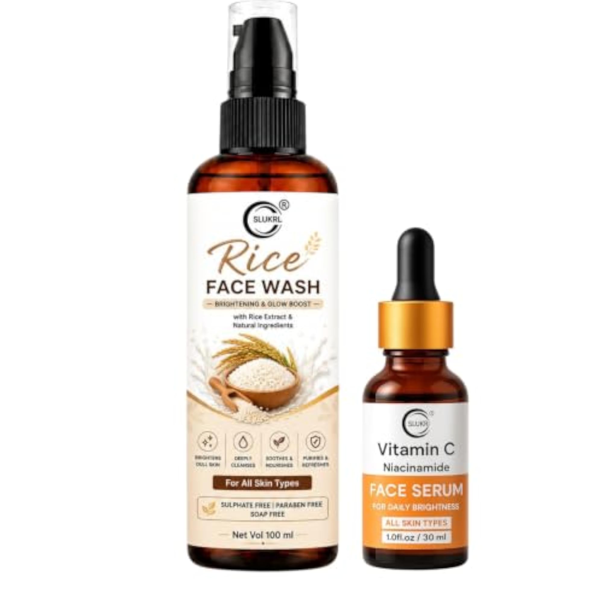 Daily Skin Glow Routine with Rice Face Wash & Vitamin C Serum