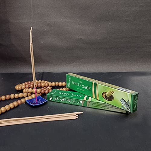 ARO VATIKA Vedic White Sage Natural Masala 144 Incense Sticks in Pack of 12 | Hand Rolled in India | Best for Prayer, Meditation, Relaxation, Reiki | Burn Time- Approx 50 mins