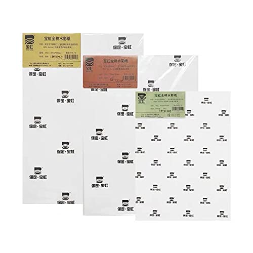 Watercolor Paper ROLL, BAOHONG Artists' Watercolor Paper, 100% Cotton, Acid-Free, 140LB/300GSM (Rough Grain 15"X22",Pack of 10 Sheets)